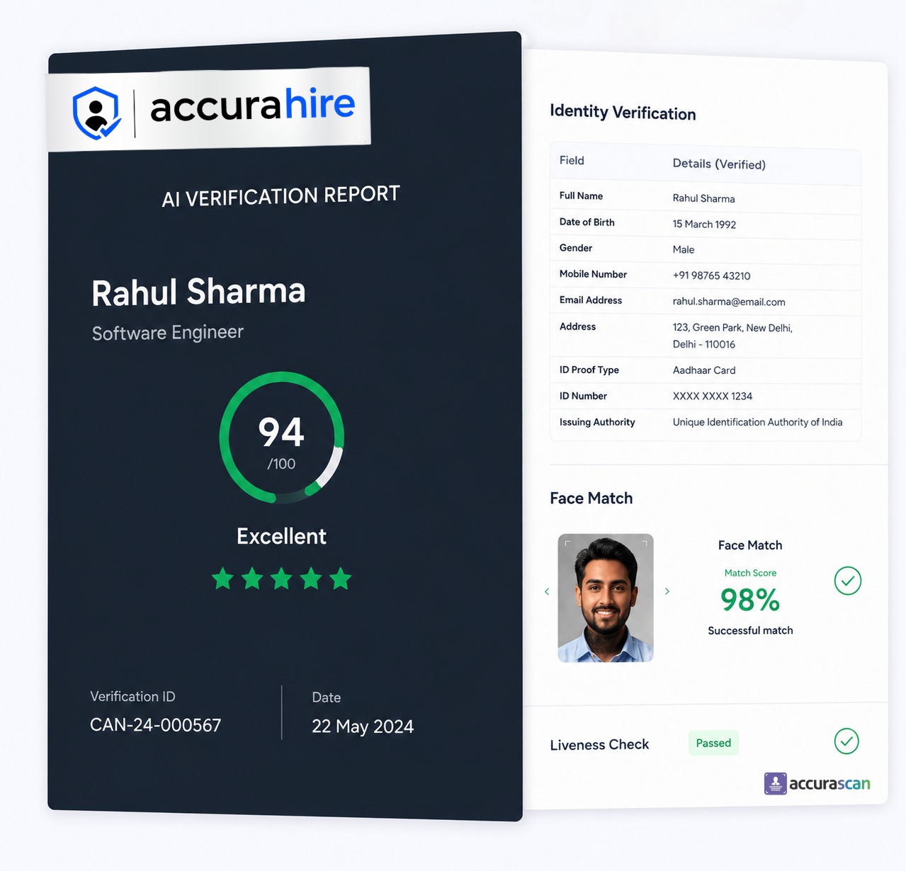 Sample AccuraHire AI verification report