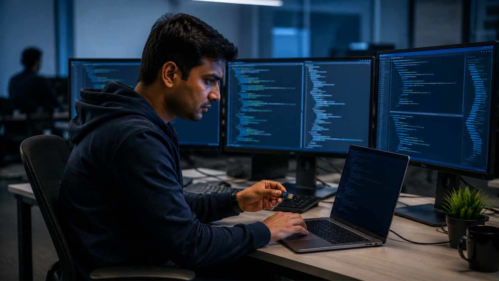 IT professional in server room