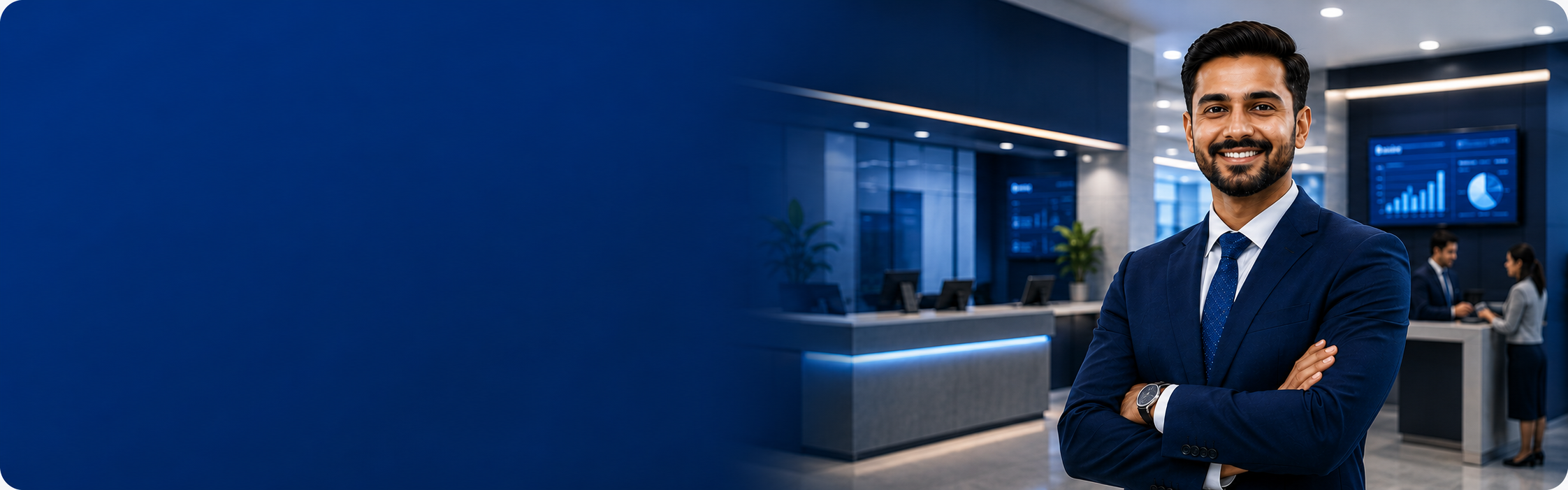 BFSI professional in bank lobby