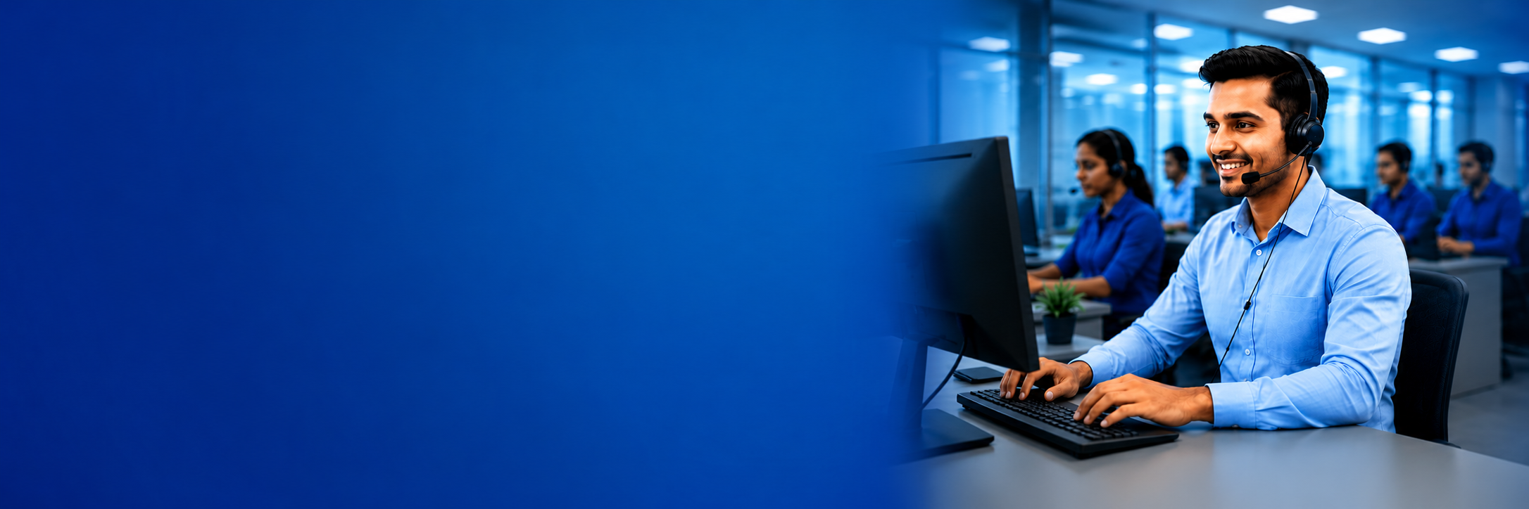 BPO call centre agent with headset