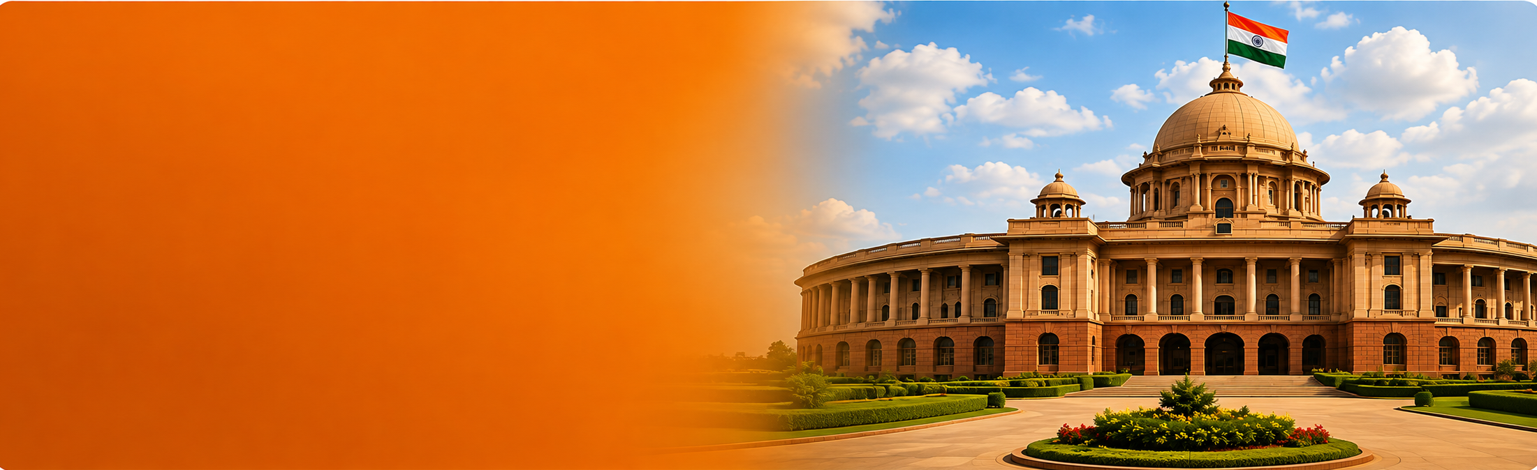 Government building with Indian flag